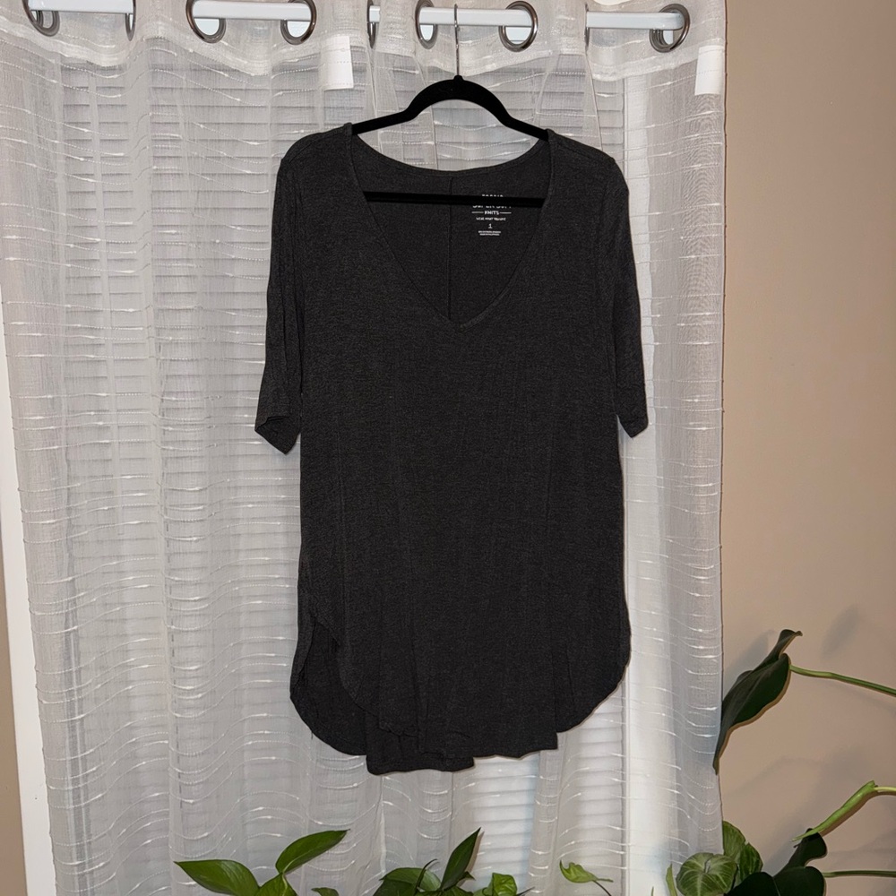 Torrid Charcoal V-Neck Short Sleeve Tee